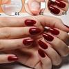 WeddHuis 24-Piece Press-On Fake Nails, Acrylic Gel Glue-On Nails, Short Oval/Almond, Reddish Brown view 2