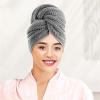 QAUUCP Hair Towel Turban with Elastic Band, Gray view 4