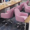 Ergonomic Velvet Office Chair with Adjustable Height, Swivel Base, and Separate Cushion, Pink view 3