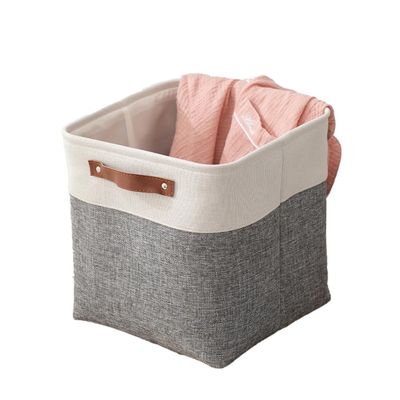 Anevous Fabric Storage Basket with Handles, 28 x 28 x 28 cm, Gray
