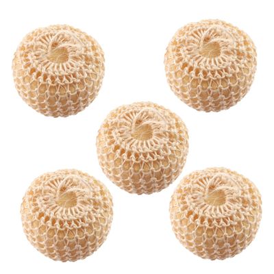 Sisal Sponge Balls, 5-Pack, Oval, Yellow, for Bathing