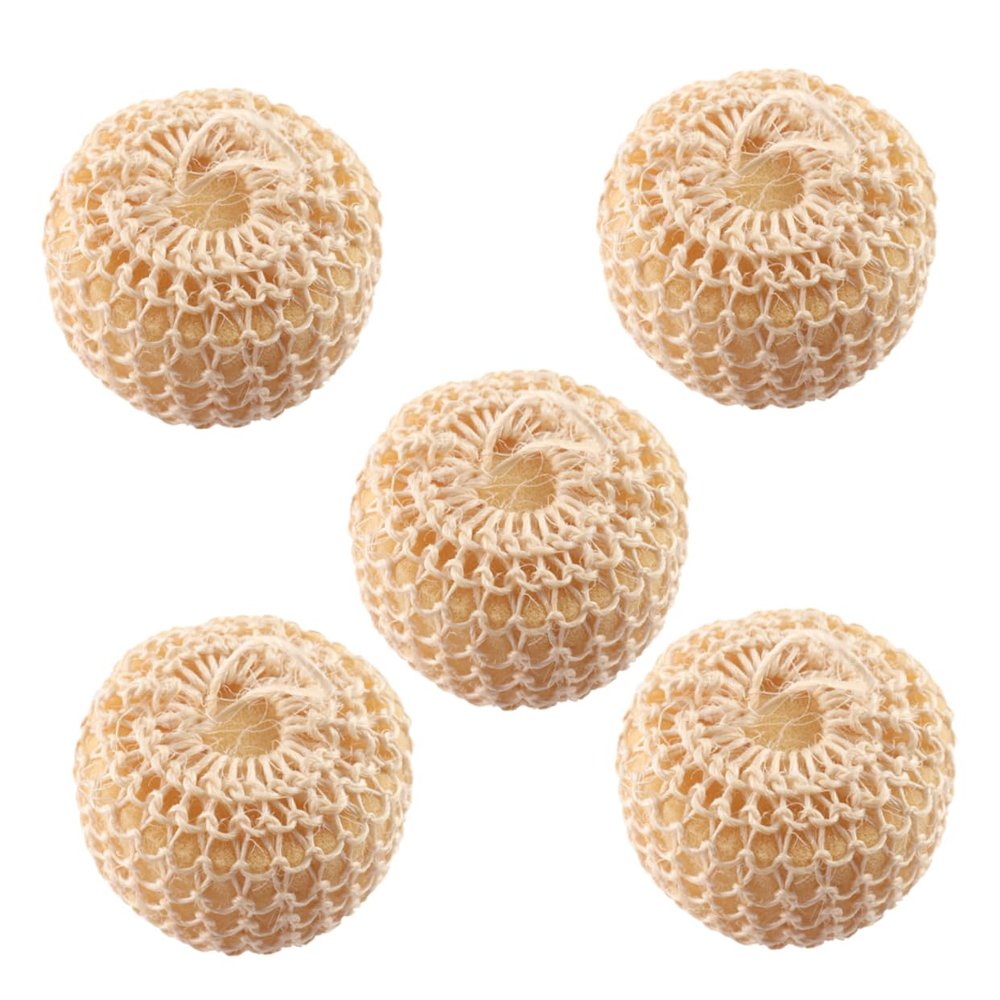Sisal Sponge Balls, 5-Pack, Oval, Yellow, for Bathing