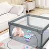 Foldable Baby Playpen with Carry Bag, One-Button Folding and Safety Locks, Mesh Playpen with Zipper, 120 × 120 × 66 cm, Dark Gray view 2