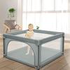 Foldable Baby Playpen with Carry Bag, One-Button Folding and Safety Locks, Mesh Playpen with Zipper, 120 × 120 × 66 cm, Dark Gray view 3