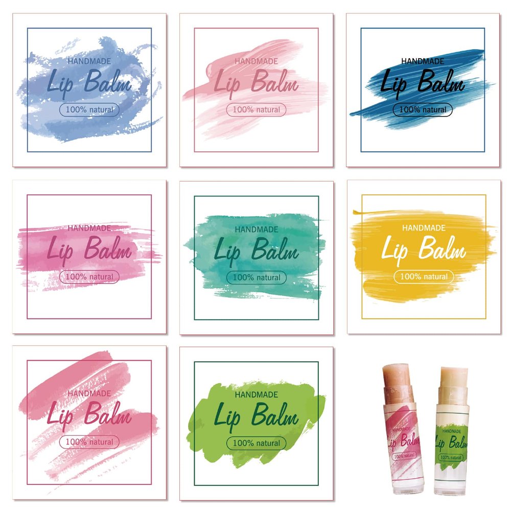 CRASPIRE 80-Piece Lip Balm Sticker Labels, 8 Watercolor Graffiti Designs