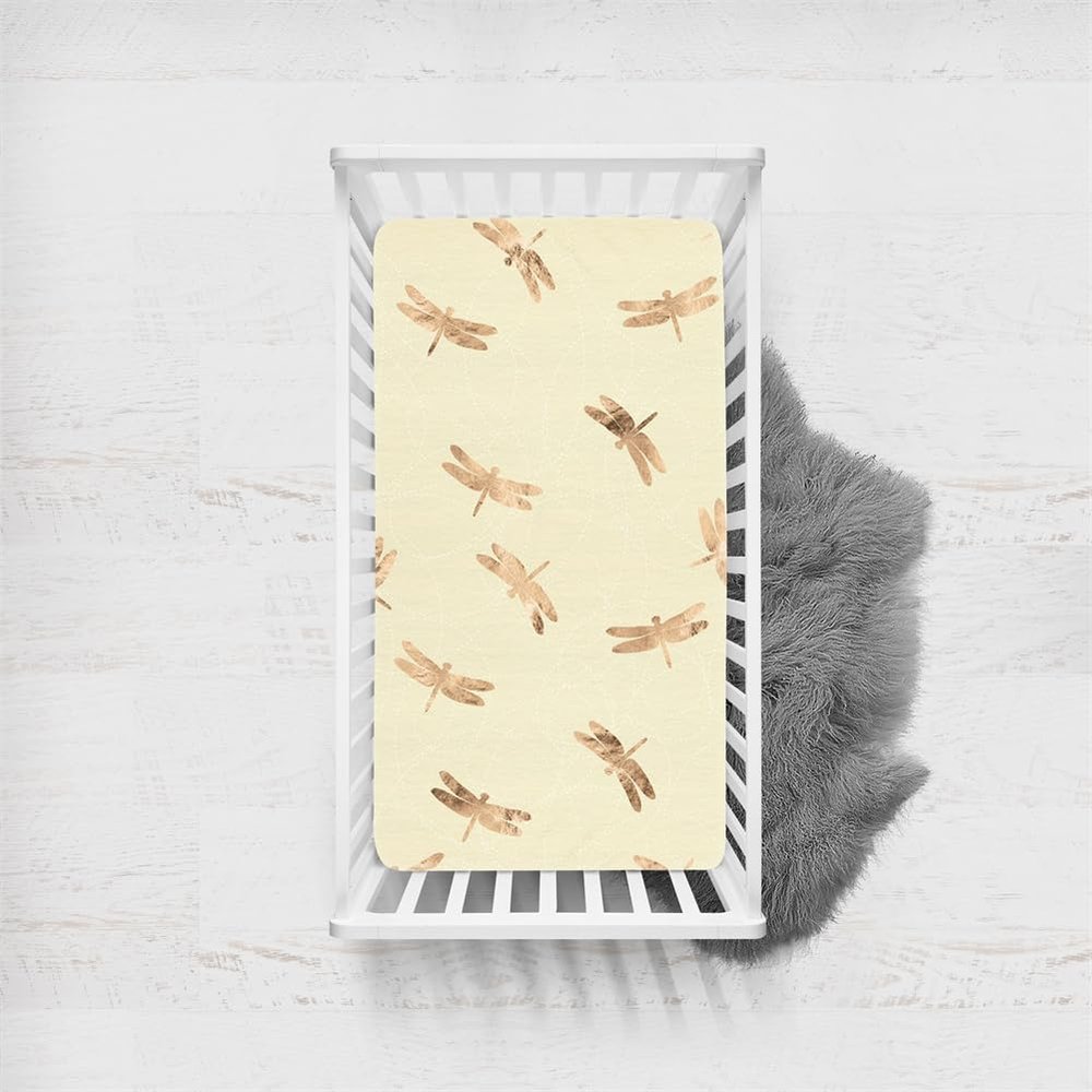 Odot Fitted Sheet for Crib or Stroller Mattress, Dragonfly, 140 x 70 cm