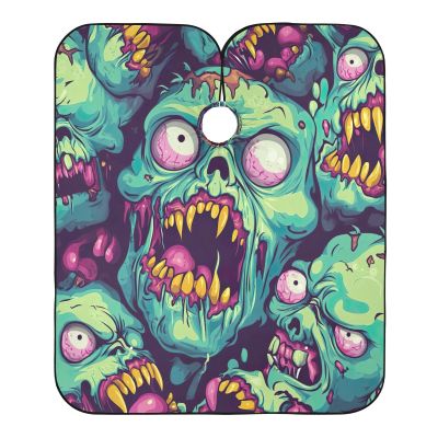 Haircut Cape with Zombie Faces, Washable, 164.8 x 140 cm