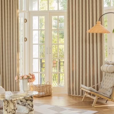 Bishilin Blackout Curtains with Grommets, 137 x 229 cm, Set of 2, Solid Light Brown