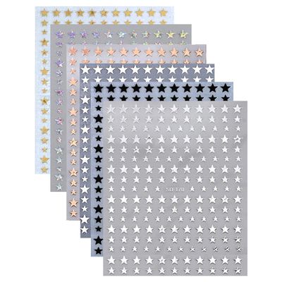 RAMGLYO 6-Sheet 3D Glitter Star Nail Stickers