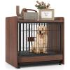 COSTWAY 2-in-1 Dog Crate End Table, Lockable Door and Removable Tray, Furniture-Style Indoor Dog Kennel for Small and Medium Dogs, Brown, 62 x 49.5 x 61 cm view 1