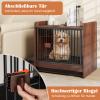 COSTWAY 2-in-1 Dog Crate End Table, Lockable Door and Removable Tray, Furniture-Style Indoor Dog Kennel for Small and Medium Dogs, Brown, 62 x 49.5 x 61 cm view 2
