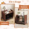 COSTWAY 2-in-1 Dog Crate End Table, Lockable Door and Removable Tray, Furniture-Style Indoor Dog Kennel for Small and Medium Dogs, Brown, 62 x 49.5 x 61 cm view 3