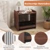 COSTWAY 2-in-1 Dog Crate End Table, Lockable Door and Removable Tray, Furniture-Style Indoor Dog Kennel for Small and Medium Dogs, Brown, 62 x 49.5 x 61 cm view 4