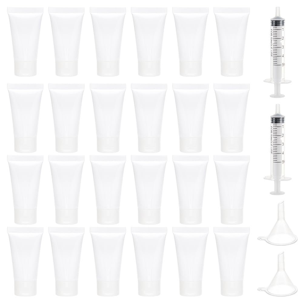 BENECREAT 30-Pack 15 mL Empty Squeeze Tubes with Funnels and Needleless Syringes