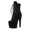 LIUGUISUOCHBH Women's 6-Inch Velvet Platform Stiletto Ankle Boots, Black, EU 39 view 1