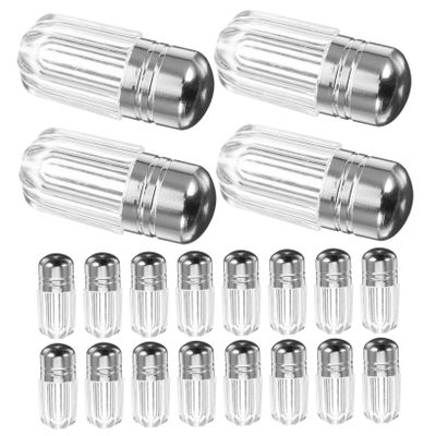20 Plastic Pill Bottles, Silver, for Travel