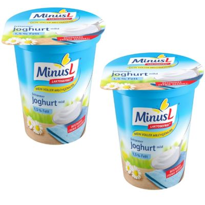 MinusL Mild Low-Fat Lactose-Free Yogurt, 1.5% Fat, 400 g, 2-Count