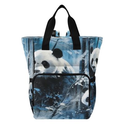 LINNIKEEEE Snow Watercolor Panda Diaper Backpack