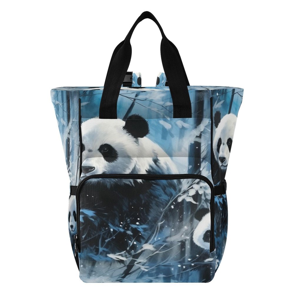 LINNIKEEEE Snow Watercolor Panda Diaper Backpack