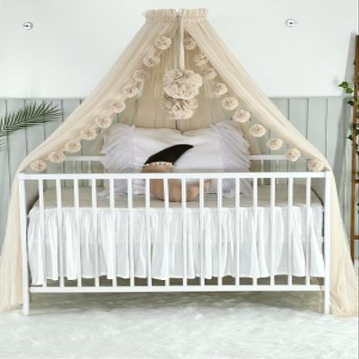 Baby Fancyroom Canopy for Crib, Premium Tulle, Light Beige