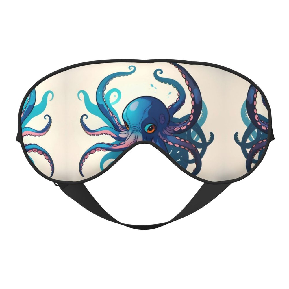 Blue and Purple Octopus Sleep Mask, Unisex, Zero Eye Pressure