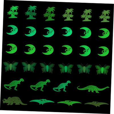 BIUDECO 32-Piece Glow-in-the-Dark Dinosaur Wall Stickers for Children's Rooms