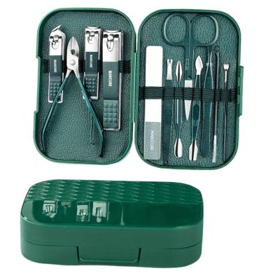 Xumh2024-3 12-Piece Stainless Steel Nail Clipper Set, Green