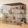 Indoor Cat Cage, DIY Metal Wire Enclosure with Door for Kittens and Small Animals, Large Playpen for 1–3 Cats view 4