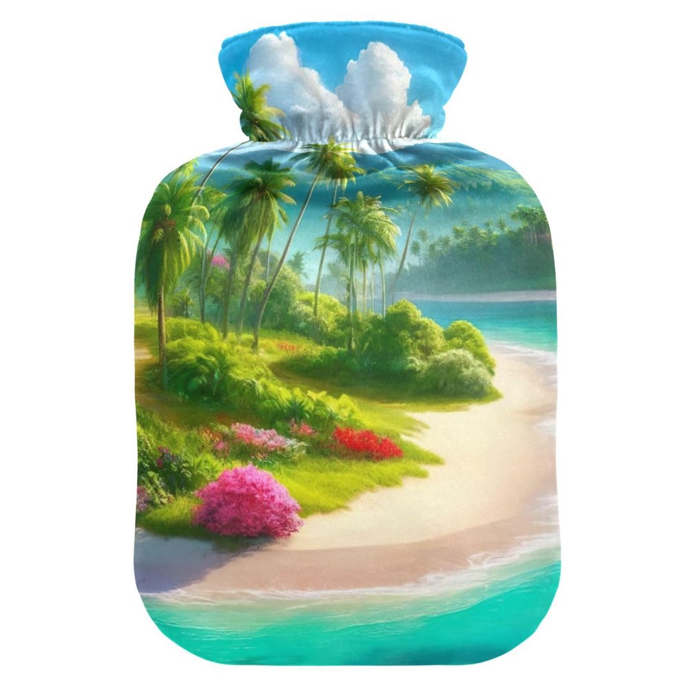 Island Landscape Hot Water Bottle with Soft Cover