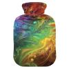 Hot or Cold Water Bottle with Rainbow Feather Cover, 1 L view 1