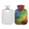 Hot or Cold Water Bottle with Rainbow Feather Cover, 1 L view 2