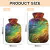 Hot or Cold Water Bottle with Rainbow Feather Cover, 1 L view 3
