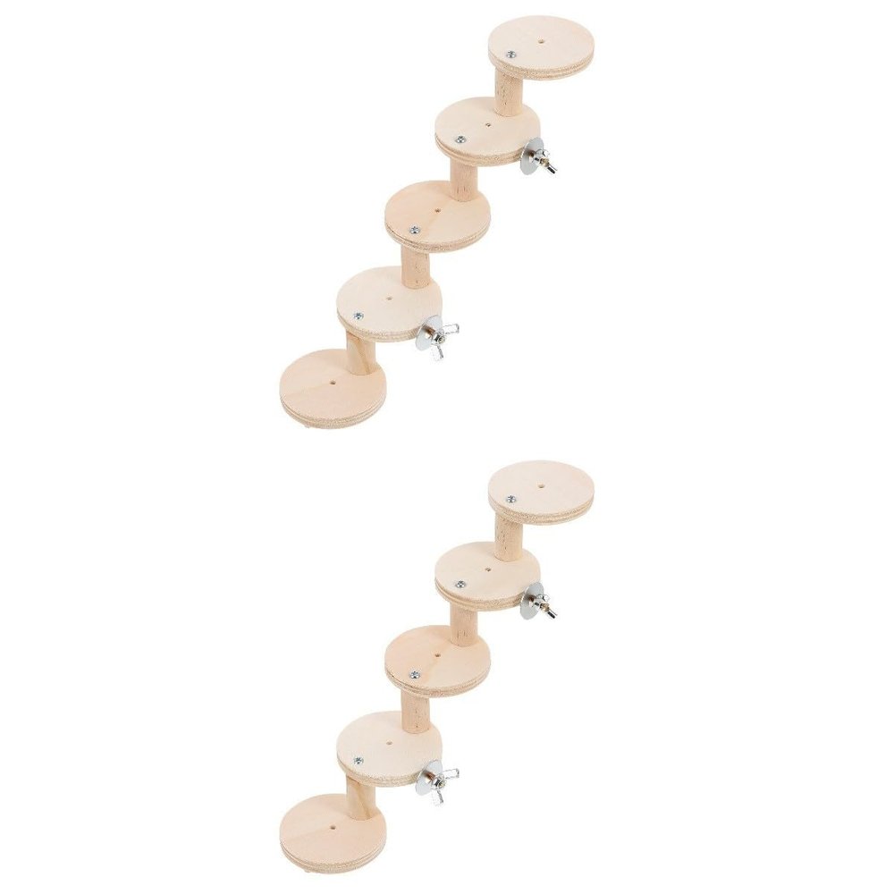 SEWOART 2-Piece Five-Level Wooden Ladder Toy for Hamsters and Small Rodents