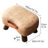 Small Curved Footstool with Handle, Velvet-Padded Seat and Wooden Legs, 40 x 26 cm, Yellow view 2