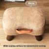 Small Curved Footstool with Handle, Velvet-Padded Seat and Wooden Legs, 40 x 26 cm, Yellow view 4
