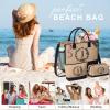 Personalized Jute Tote Bag and Makeup Bags for Women, Monogrammed Zippered Beach Bag Gift view 4