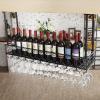 UYDJAKX Height-Adjustable Ceiling-Mounted Wine Rack, Hanging Wine Bottle and Stemware Holder, Metal and Iron, Vintage Style, 60 x 25 cm view 3