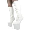 RJXGECUF 20 cm Knee-High Lace-Up Heel-Less Pole Dance Boots, White, Size 41 view 1