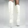 RJXGECUF 20 cm Knee-High Lace-Up Heel-Less Pole Dance Boots, White, Size 41 view 2