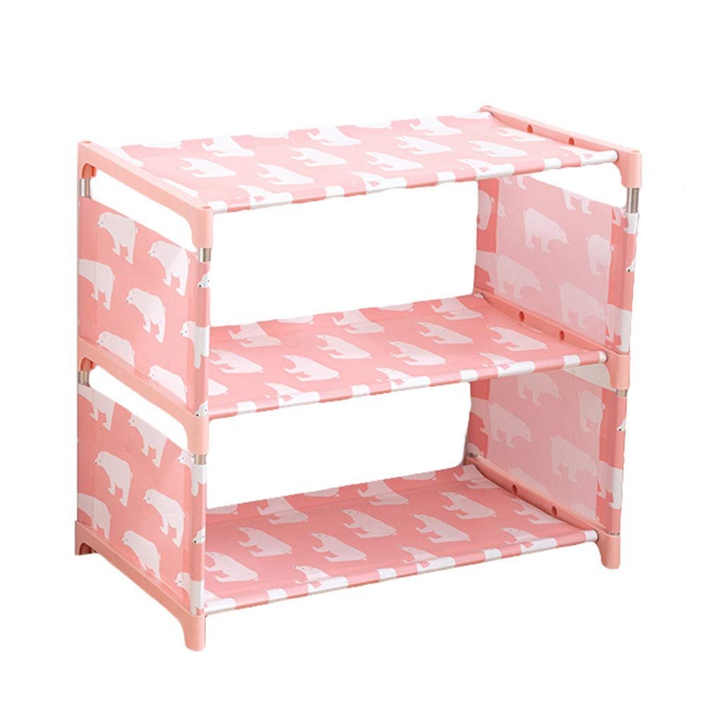 WADRBSW Shoe Rack, Simple 34-Tier Extendable Shoe Storage Rack, Quick to Assemble, for Student Dorms, Pink, 3 Star of Light to Pursue Happiness