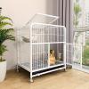 WXXSHGDW Large Indoor Rabbit Cage, 2-Tier Metal Small Animal Cage with Tray and Wheels, White view 1