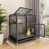 WXXSHGDW Large Indoor Rabbit Cage, 2-Tier Metal Small Animal Cage with Tray and Wheels, White view 2