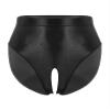Jhaoyu Women's Glossy Open-Crotch Panties, High-Waisted, Black, XL view 3