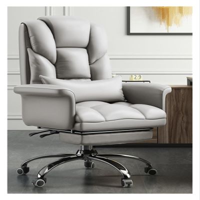 AJYBYUKJ Computer Chair, Home Office Desk Chair, Reclining Swivel Chair, Gray