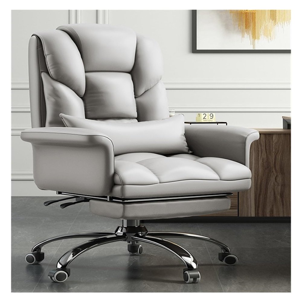 AJYBYUKJ Computer Chair, Home Office Desk Chair, Reclining Swivel Chair, Gray