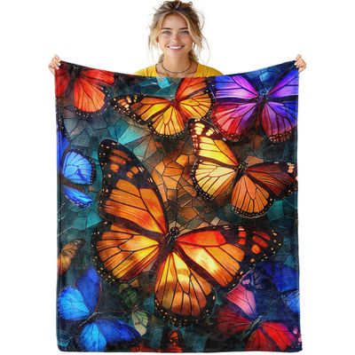 Butterfly Flannel Throw Blanket, 60 x 80 in