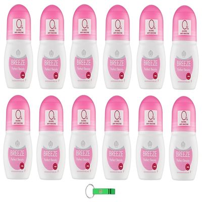 12 x Breeze Perfect Beauty Deodorant Roll-On, 50 ml + Free Beni Culinari Keychain