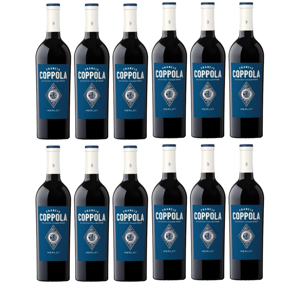Francis Ford Coppola Diamond Collection Merlot Dry Red Wine, California, Includes FeinWert E-Book (12 x 0.75 L)