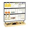UHJKLA Jewelry Stand, Earring Holder, 3-Tier Jewelry Organizer, Display Tree with Metal/Wood Base view 1