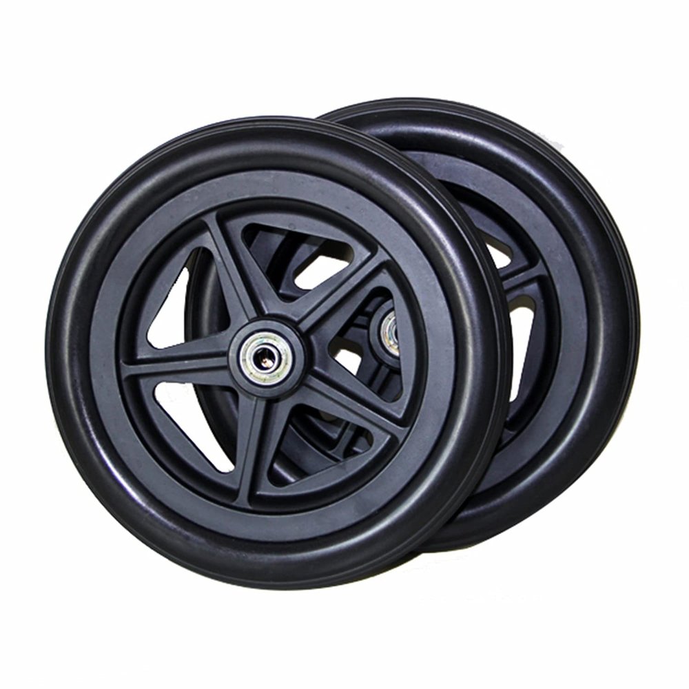 Wheelchair Replacement Front Wheels, Solid Black, Pair – 6 in/14 cm (5.5 in)